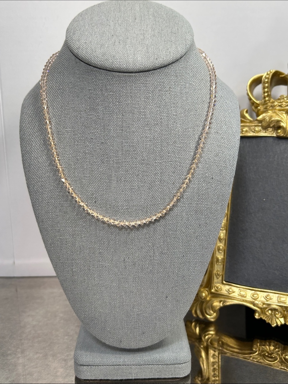 Dainty Palest Pink Crystal Necklace for Women